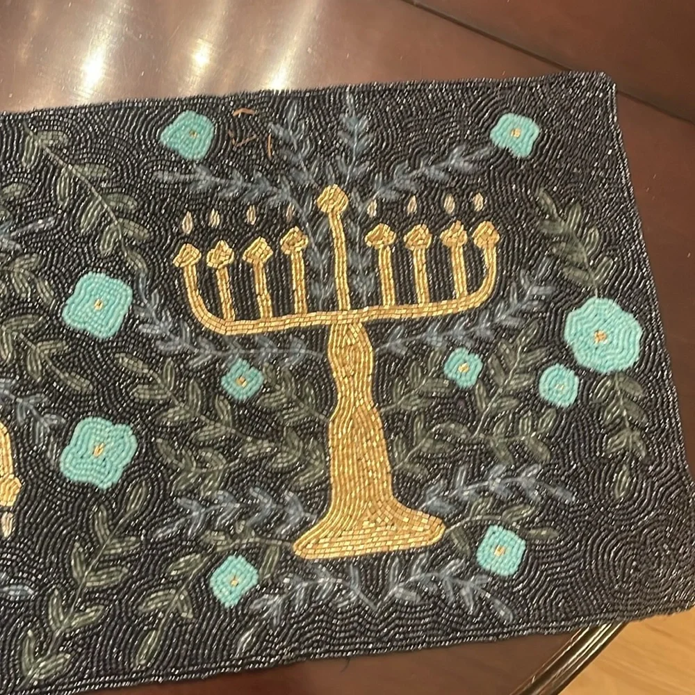 NWT celebrate together Hanukkah beaded runner
